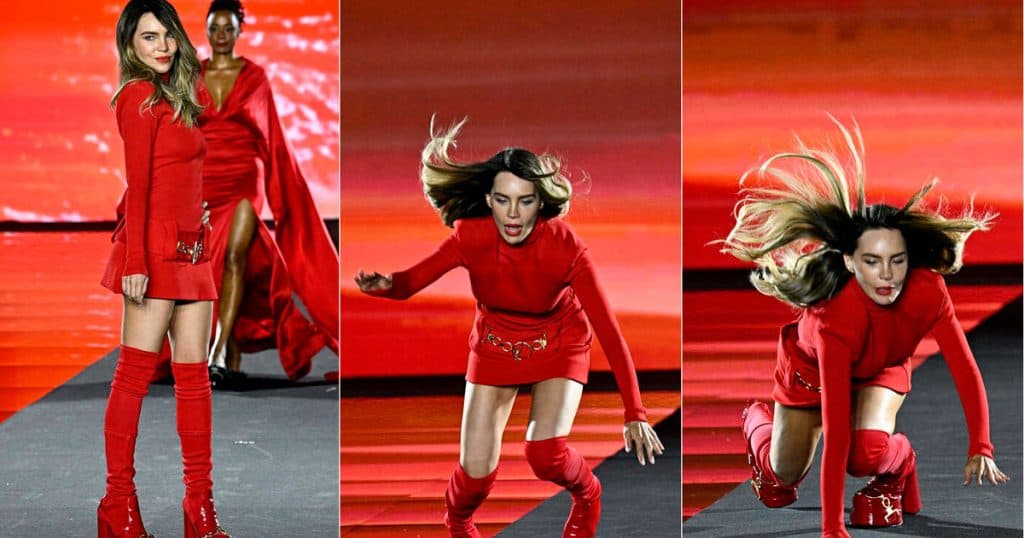 Belinda sufre aparatosa caída en la pasarela: ¡y así reaccionaron todos!