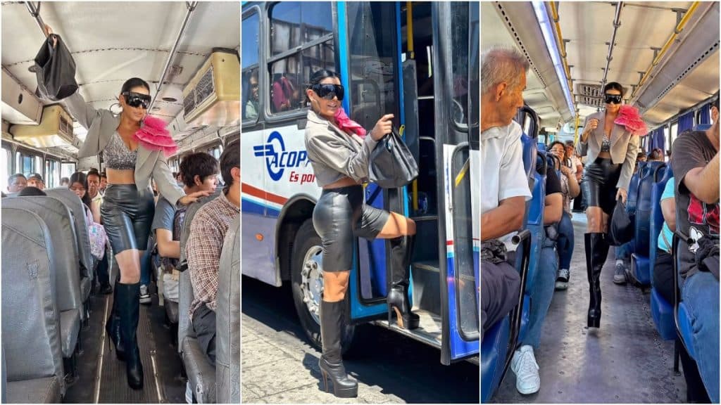 Verónica Guerrero sorprende con pasarela de modelaje en transporte colectivo