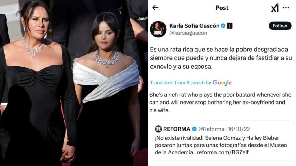 Karla Sofía Gascón borra su cuenta de “X” tras polémica por llamar ‘rata rica’ a Selena Gómez