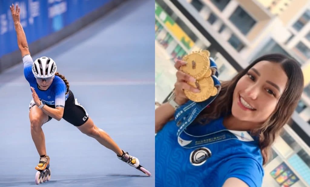 Patinadora salvadoreña hace historia: la más rápida del mundo y doble oro en Juegos Mundiales
