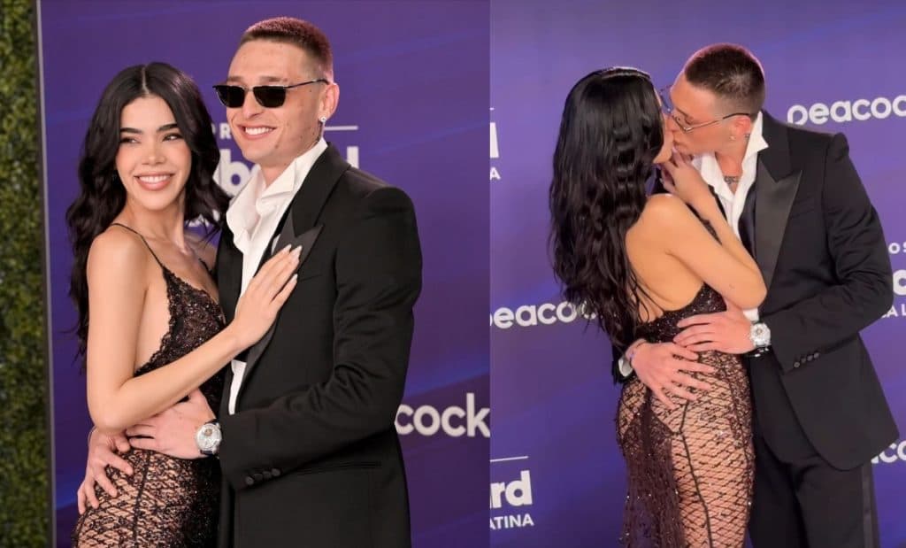 El amor de Peso Pluma y Kenia Os se roba el show en los Premios Billboard
