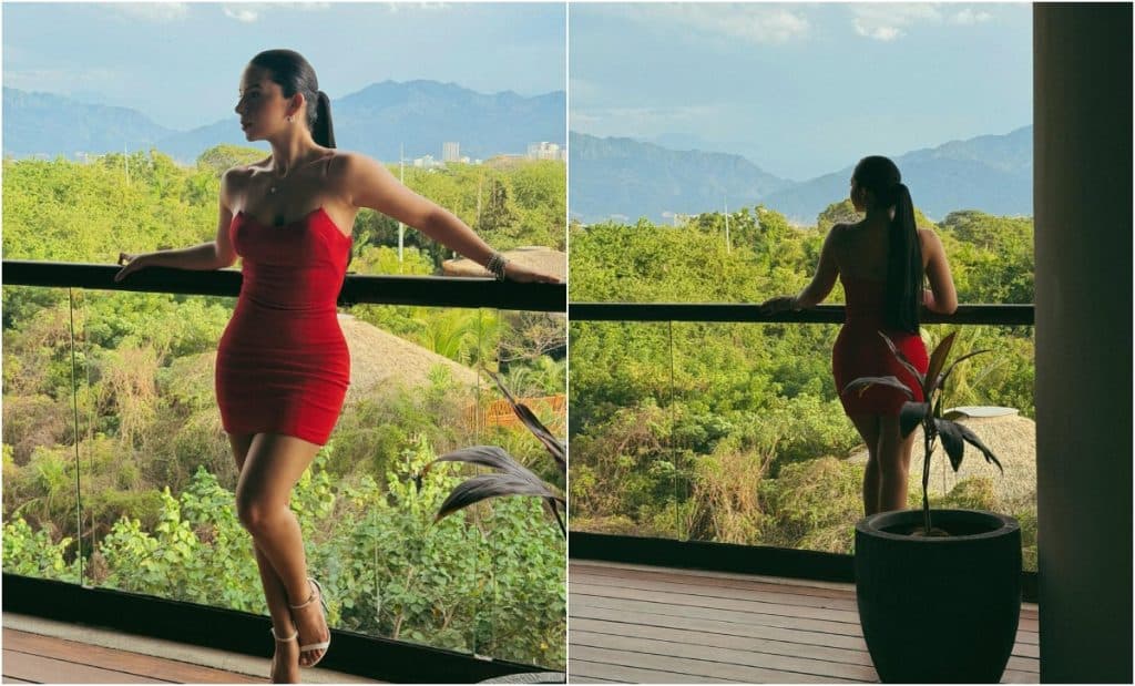 Ángela Aguilar enciende las redes con un ajustado vestido rojo y la reacción de Nodal se vuelve viral