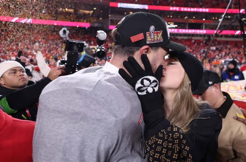  Taylor Swift y su novio protagonizan romántico momento previo a la SuperBowl