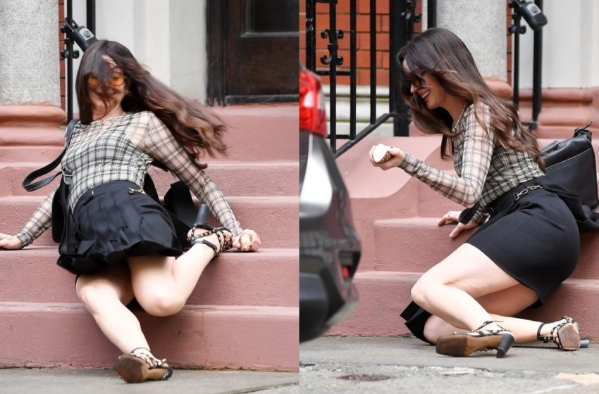  Anne Hathaway sufre aparatosa caída en rodaje de «El Diablo Viste a la Moda 2» ¿Se lesionó?