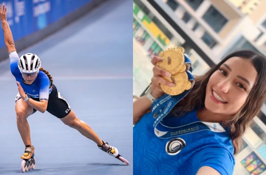  Patinadora salvadoreña hace historia: la más rápida del mundo y doble oro en Juegos Mundiales