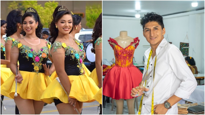 Yohalmo Guzmán, el diseñador que confecciona los vestidos de cachiporristas en El Salvador