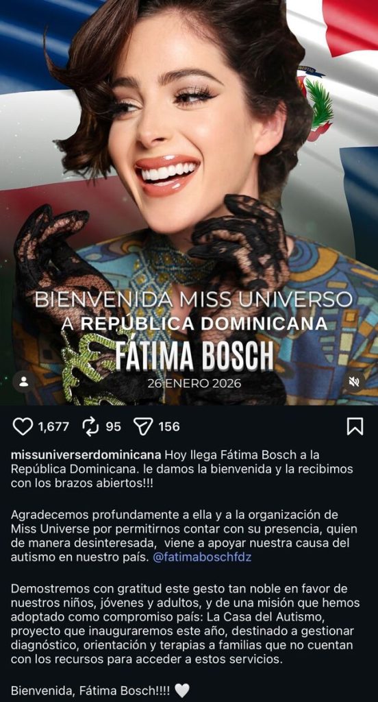 Mensaje de bienvenida de Miss Universo República Dominicana