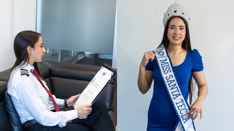 ¡Es reina de Santa Tecla y piloto comercial! Ella es Gloria Sandoval, la joven que rompe barreras en El Salvador