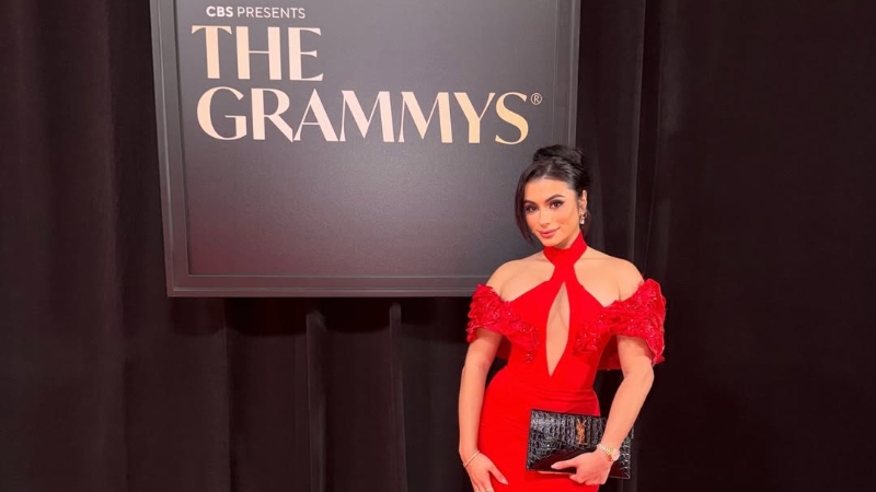 La salvadoreña Andrea Aguilar asistió a los Grammy 2026 y lució espectacular