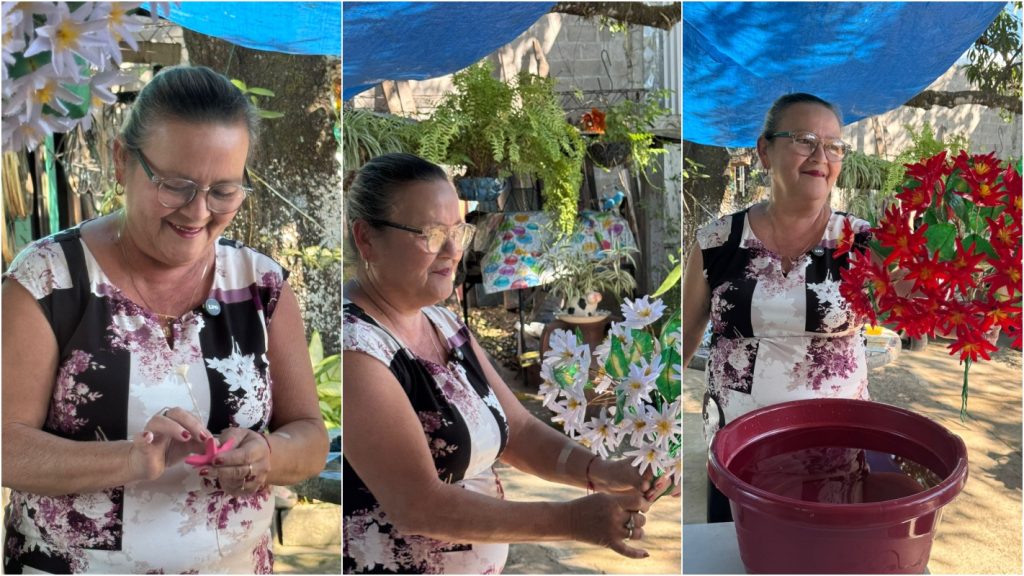 Proceso flores de papel encerado/ Fotos Geraldine Benítez.